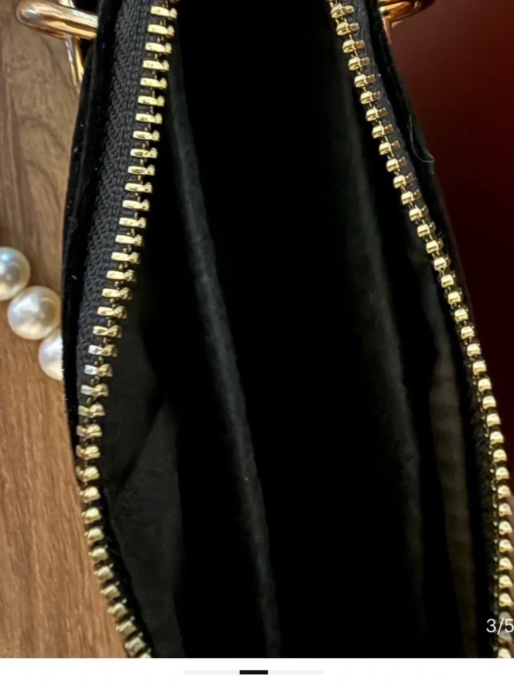 Gucci GWP Beauty Black Velvet Bag w/gold metal handles, pearls & bee attached